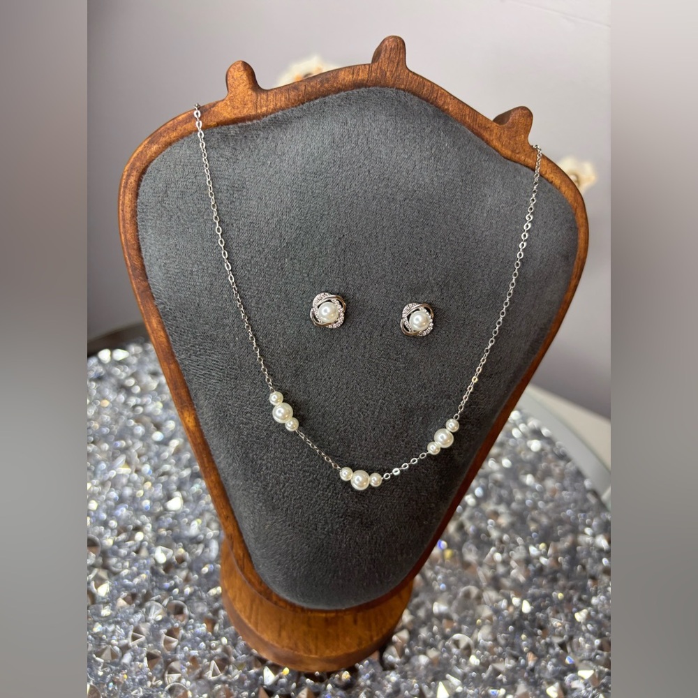 Pearl & Silver elegant Jewelry Set NIP - Picture 6 of 8